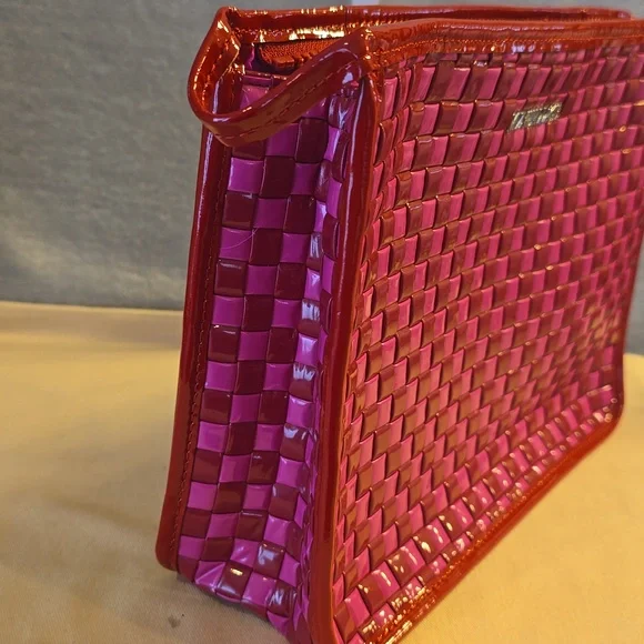 NWT MZ Wallace Pink Woven Glossy Cosmetic Pouch - Picture 5 of 6